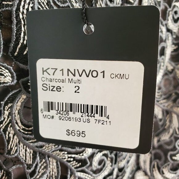 St. John Lace Skirt NWT Size 2 Charcoal Black Floral Overlay $695 Elegant Design - Picture 4 of 11